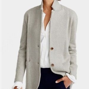 J Crew merino wool sweater blazer cardigan 2 button grey size small